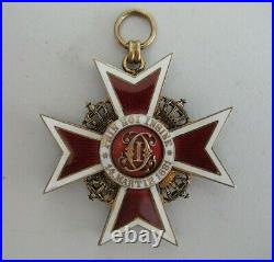 ROMANIA KINGDOM CROWN ORDER GRAND CROSS BADGE WithO SWORDS. TYPE 2. RARE! EF