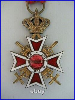 ROMANIA KINGDOM CROWN ORDER OFFICER GRADE With SWORDS. TYPE 2. RARE! 1