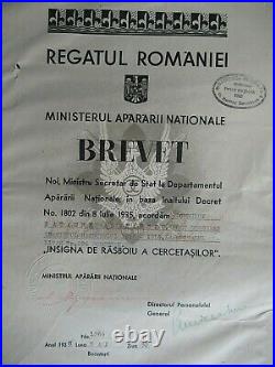 ROMANIA KINGDOM SCOUT OFFICER'S REGIMENT BADGE. MARKED. #34! With DOCUMENT! RR