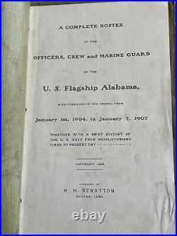 Rare 1906 USS Flagship Alabama Roster & American Fleet Program Japan with Extras