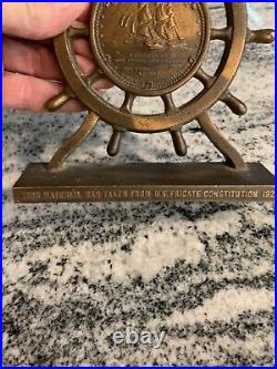 Rare 1927 Uss Frigate Constitution Old Ironside Foundary Bronze Bookend