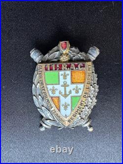 Rare 1929 French 11th Marine Artillery Regiment Brooch -Coat of Arms w Enamel