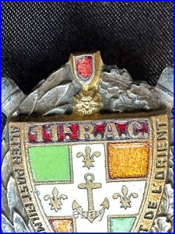 Rare 1929 French 11th Marine Artillery Regiment Brooch -Coat of Arms w Enamel