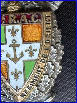 Rare 1929 French 11th Marine Artillery Regiment Brooch -Coat of Arms w Enamel