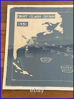 Rare 1931 U. S. Naval Academy USS Arkansas & USS Wyoming Youngster Cruise'32 Map