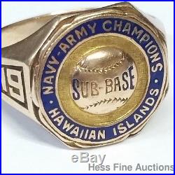 Rare 1932 Army Navy Hawaii Submarine Baseball Championship Ring Rose Family