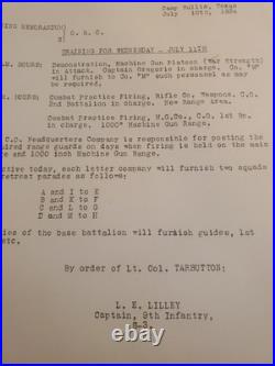 Rare 1934 9th Infantry Reg. Training Archive Camp Bullis, Fort Sam Houston Memos