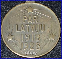 Rare Latvian 10th Anniversary 1918 1928 Liberation Medal Bronze with Swords