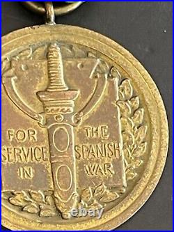 Rare Original Official Issue Us Army Spanish War Campaign Medal Rim Number 28204