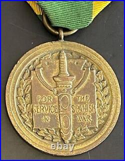 Rare Original Official Issue Us Army Spanish War Campaign Medal Rim Number 28204