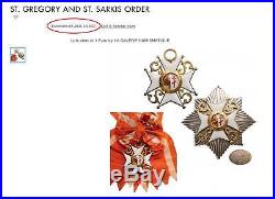 Rare Original ST. GREGORY AND ST. SARKIS ORDER, Grand Cross Set, 1st Class