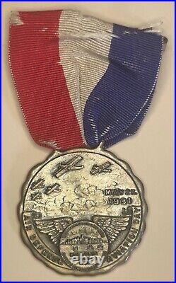 Rare Original Us 1931 Biplane Medal Air Defense Aviation Day Boston Usaaf Pilot