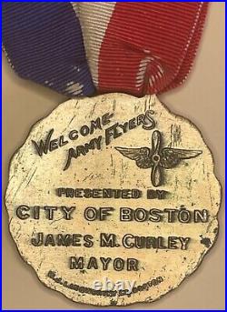 Rare Original Us 1931 Biplane Medal Air Defense Aviation Day Boston Usaaf Pilot