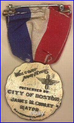 Rare Original Us 1931 Biplane Medal Air Defense Aviation Day Boston Usaaf Pilot