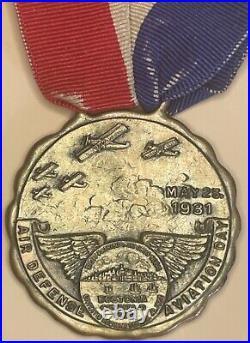 Rare Original Us 1931 Biplane Medal Air Defense Aviation Day Boston Usaaf Pilot