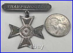 Rare Original Usmc M1922 Sterling Sharpshooter Badge 2 Rings On Target Pin Back