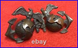 Rare Pre WW2 USMC Officer H&H Marked Service Insignia Group Droop Wing EGA