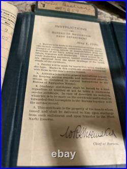 Rare Pre WWII 1926 1945 US Navy Continuous Service Certificate