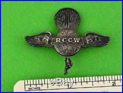Rare Rip Cord Club of the World R C C W Pin Pin Back Silver Wing 1930's