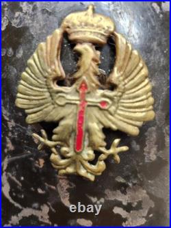 Rare Spanish Civil War M1934 Helmet withliner and badge of Franco's Army