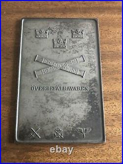 Rare Swedish Military Plaque Marked Supreme Commander Silver, Unique Piece