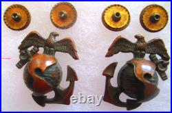 Rare USMC Eagle Globe & Anchor Officer Roll Collar Ornament, H&H, Droop Wing, NR