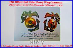 Rare USMC Eagle Globe & Anchor Officer Roll Collar Ornament, H&H, Droop Wing, NR