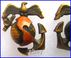 Rare USMC Eagle Globe & Anchor Officer Roll Collar Ornament, H&H, Droop Wing, NR