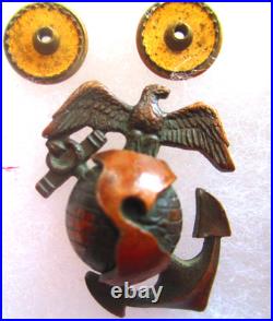 Rare USMC Eagle Globe & Anchor Officer Roll Collar Ornament, H&H, Droop Wing, NR