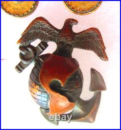 Rare USMC Eagle Globe & Anchor Officer Roll Collar Ornament, H&H, Droop Wing, NR