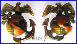 Rare USMC Eagle Globe & Anchor Officer Roll Collar Ornament, H&H, Droop Wing, NR