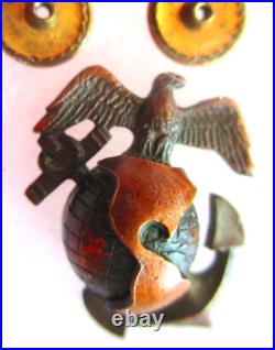 Rare USMC Eagle Globe & Anchor Officer Roll Collar Ornament, H&H, Droop Wing, NR