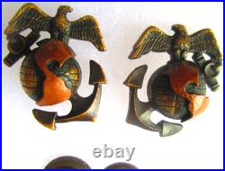 Rare USMC Eagle Globe & Anchor Officer Roll Collar Ornament, H&H, Droop Wing, NR