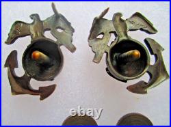 Rare USMC Eagle Globe & Anchor Officer Roll Collar Ornament, H&H, Droop Wing, NR