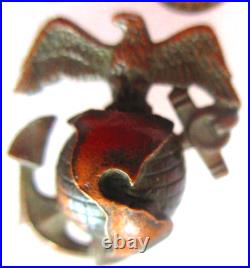 Rare USMC Eagle Globe & Anchor Officer Roll Collar Ornament, H&H, Droop Wing, NR