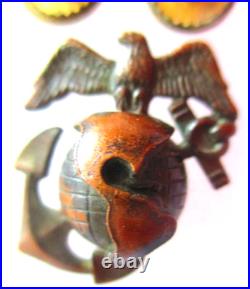 Rare USMC Eagle Globe & Anchor Officer Roll Collar Ornament, H&H, Droop Wing, NR