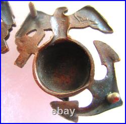 Rare USMC Eagle Globe & Anchor Officer Roll Collar Ornament, H&H, Droop Wing, NR