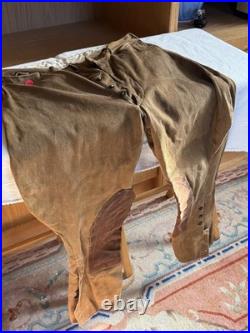 Rare Vintage 1930s Third Reich Men's Brown Riding Breeches Suede Knees Size 34