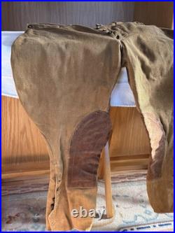 Rare Vintage 1930s Third Reich Men's Brown Riding Breeches Suede Knees Size 34