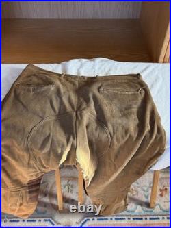 Rare Vintage 1930s Third Reich Men's Brown Riding Breeches Suede Knees Size 34
