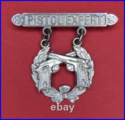 Rare WW2 era Bailey Banks & Biddle US Marine Corps Pistol Expert Badge Sterling