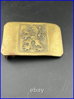 Rare WWII Czech Brass Lion Military Belt Buckle Free Shipping Estate Fresh
