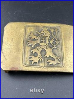 Rare WWII Czech Brass Lion Military Belt Buckle Free Shipping Estate Fresh