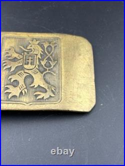 Rare WWII Czech Brass Lion Military Belt Buckle Free Shipping Estate Fresh