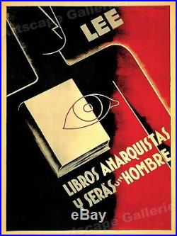 Read Anarchist Books! Libros Anarquýstas 1930s Spanish Civil War Poster 24x32