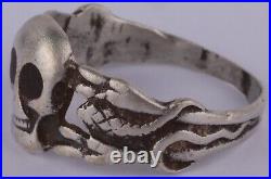 Ring 800 Silver Skull Bones ww2 WWII ww1 WWI Snake Mans Military Jewelry Gothic