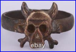 Ring EVIL Skull Bones Horns DEVIL ww2 WWII ww1 WWI Satan Mans Brutal Jewelry DE