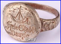 Ring Free City of Danzig 1920-1939 German Freie Stadt Danzig Pre WW2 wwII Button