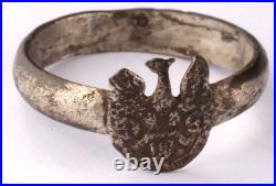 Ring Poland WW1 wwI WW2 wwII Metal postcard Trench art Stickpin Coin 20 groszy