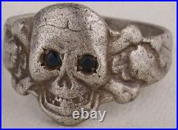 Ring SKULL Bones CROSSbones Snake STERLING Silver 835 ww1 WWI ww2 WWII Special F